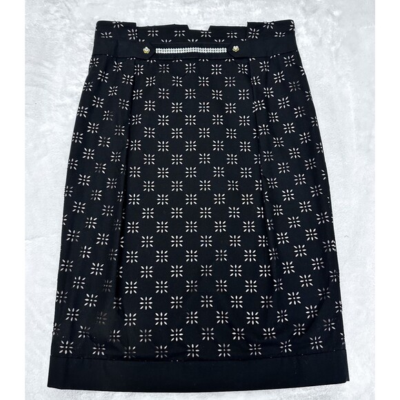 VDP Collection Black Floral Eyelet Cotton Rhinestones Pencil Midi Skirt Sz 6/42 - Picture 7 of 16